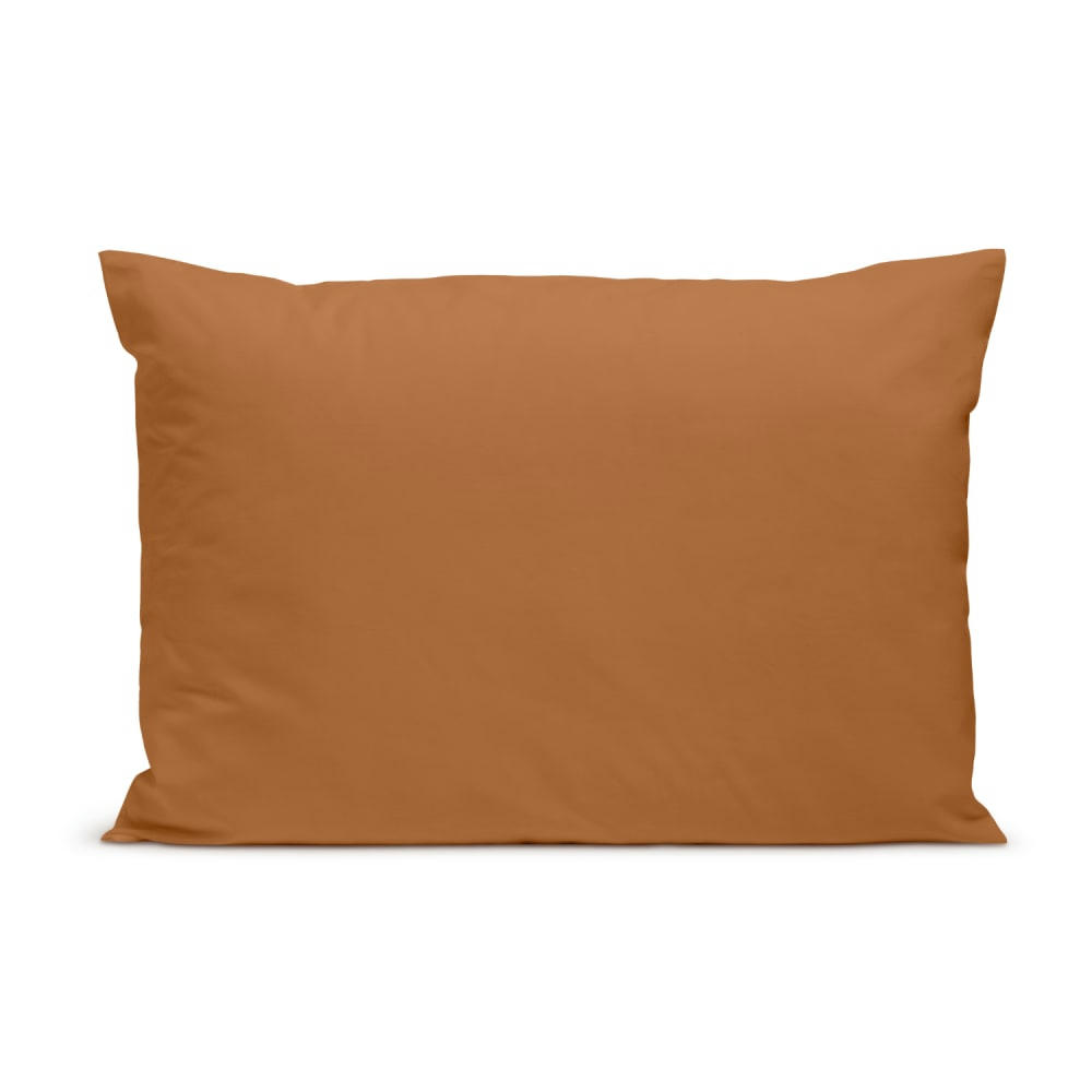 - Taie d'oreiller unie en percale de coton terracotta 50x75cm