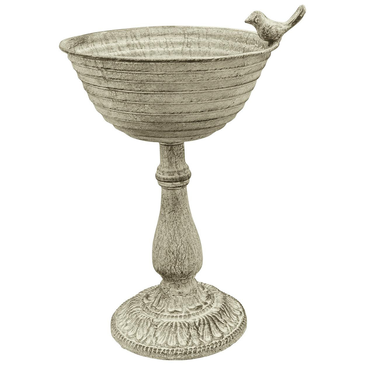 Metalowe poidełko karmnik dla ptaków retro szare postarzane 32 cm