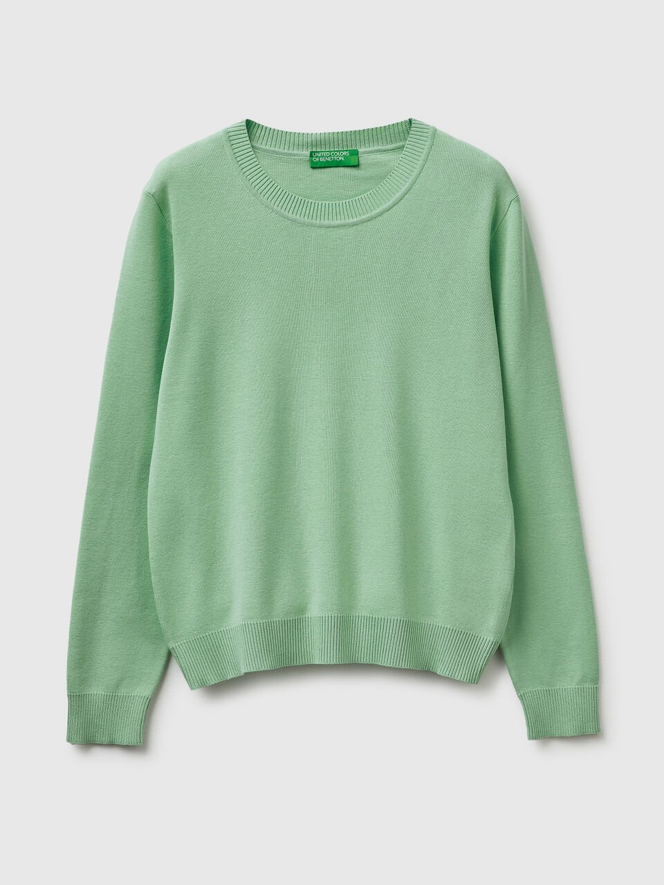 Sage green sweater in cotton tricot