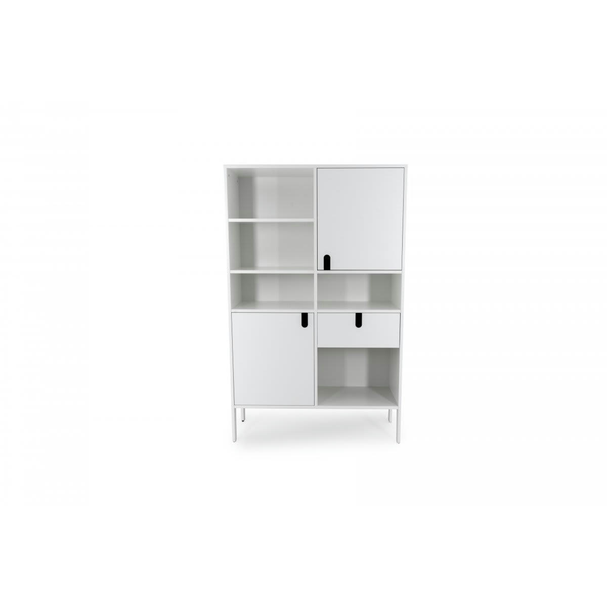 DINA - Grande étagère design nombreux rangements blanc