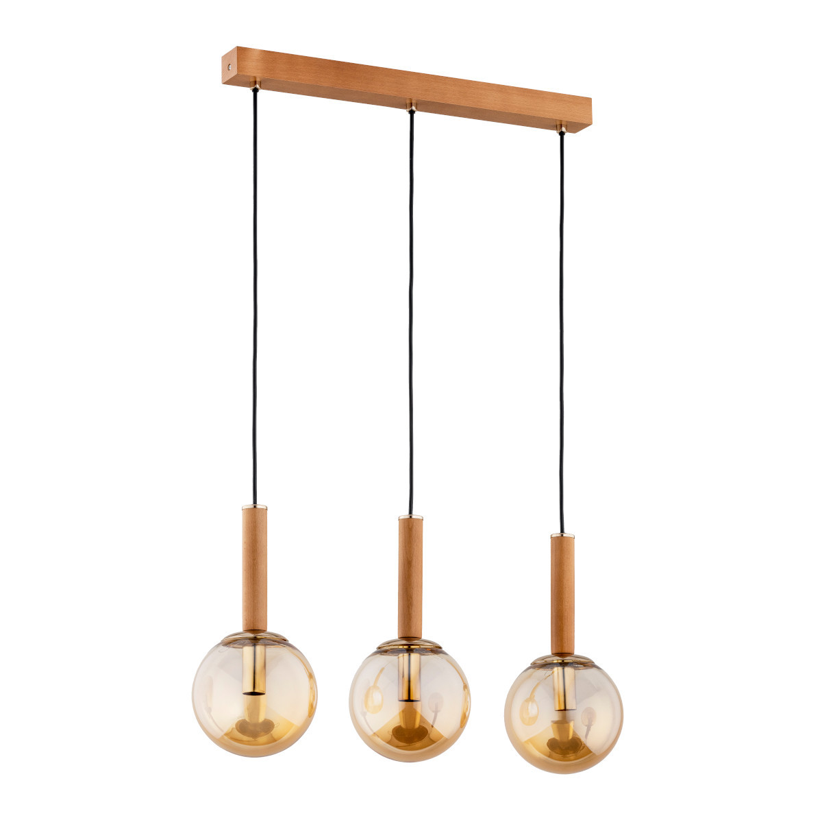 Lampa wisząca jasne drewno-bursztynowy-złota TORI 3xE14x10W Alfa