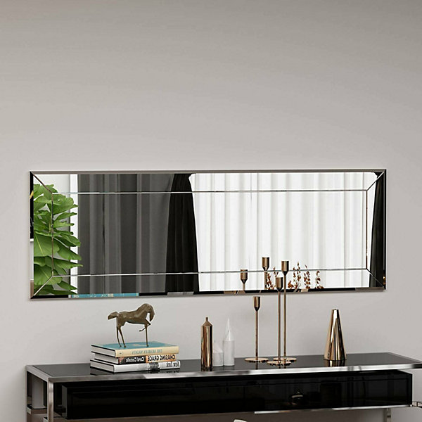 Miroir Dpesol, Verre miroité, Objet d'ameublement mural, Décoration avec miroir, 40x2h120 cm, Blanc