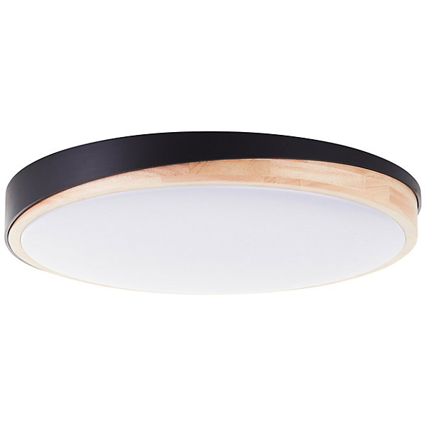 BAARLO Plafonnier noir mat/bois LED intégrée 36W métal/bois/plastique ampoule incluse