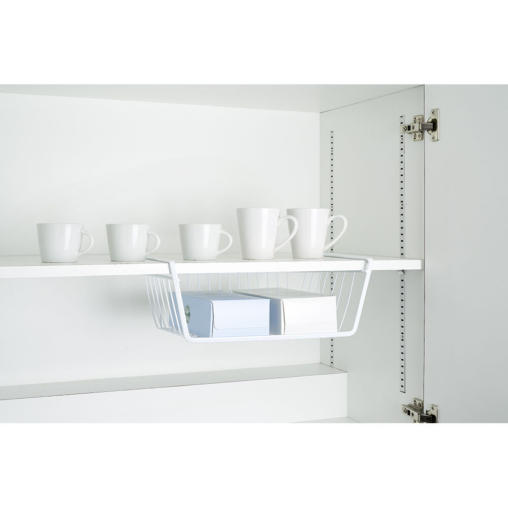 Corbeille à suspendre en métal blanc L.40 cm