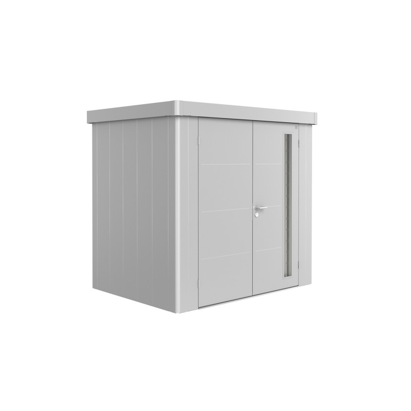 Abri de jardin en métal Neo double porte argenté 2,36 x 1,8 x 2,22 m BIOHORT