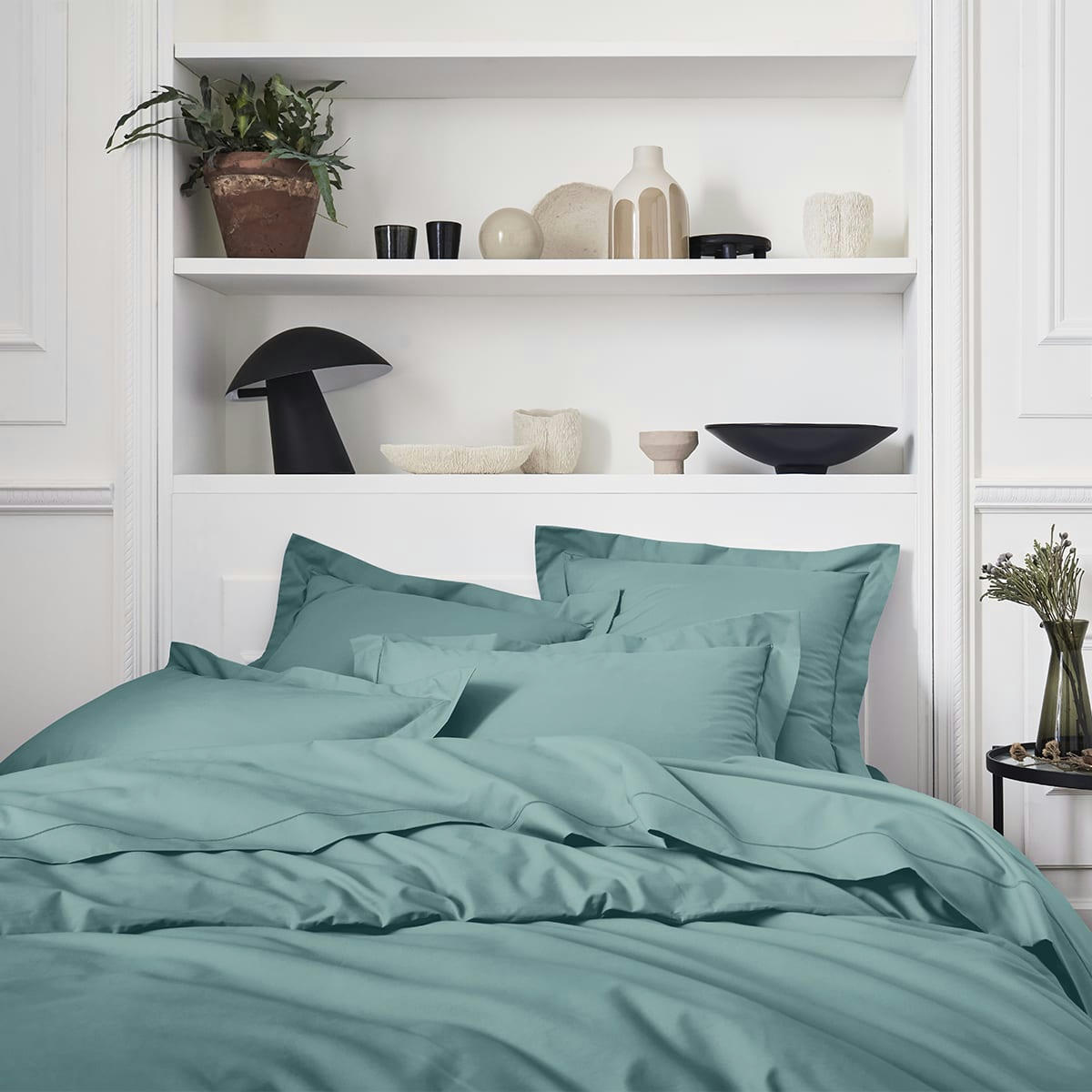 PREMIÈRE - Housse de couette en percale de coton vert 240x220