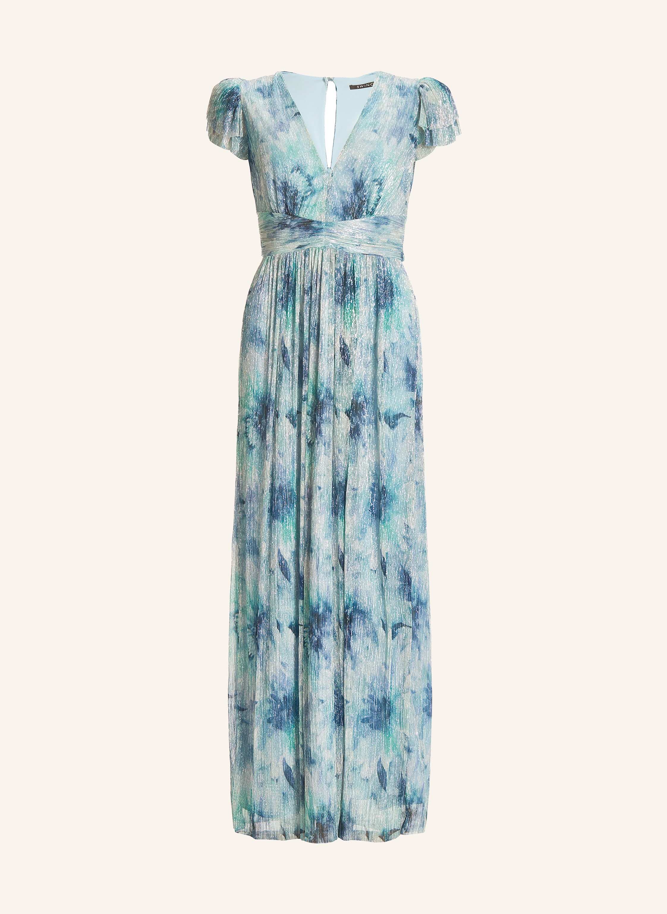SWING Abendkleid mit Plissees und Glitzergarn