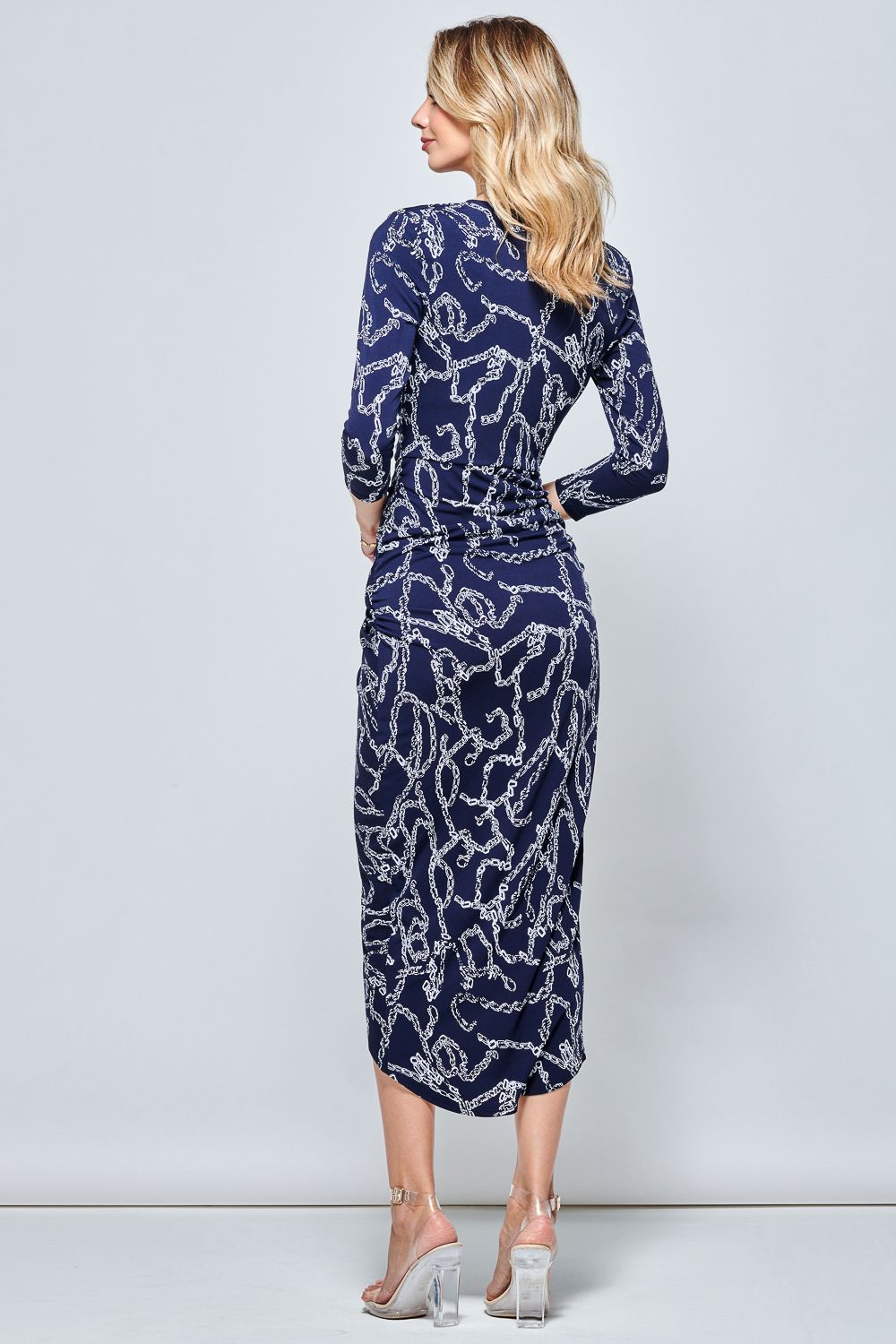 Jolie Moi Print Wrap Front Bodycon Maxi Dress