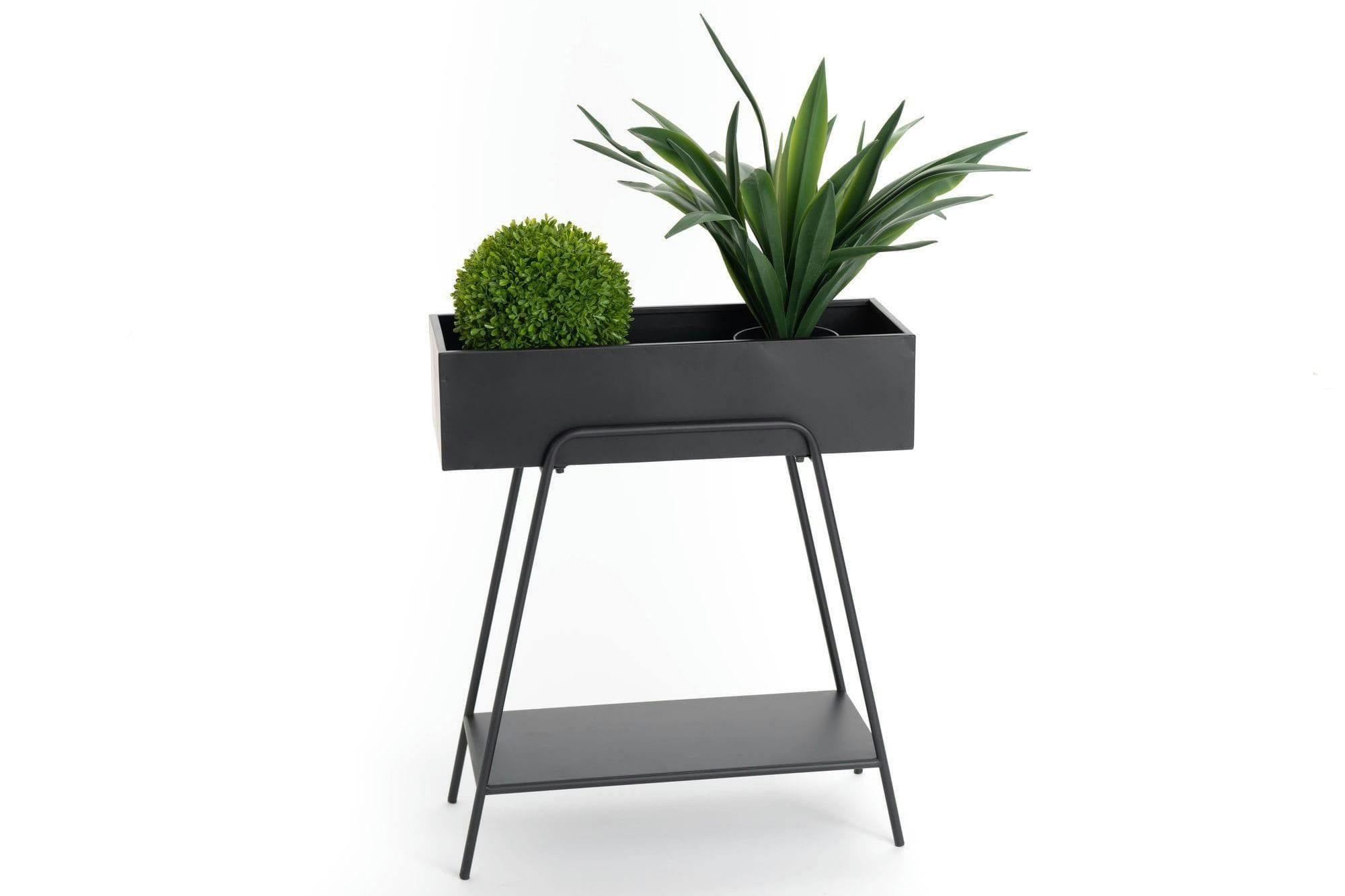 BLACKIE - Console porte plantes en métal noir