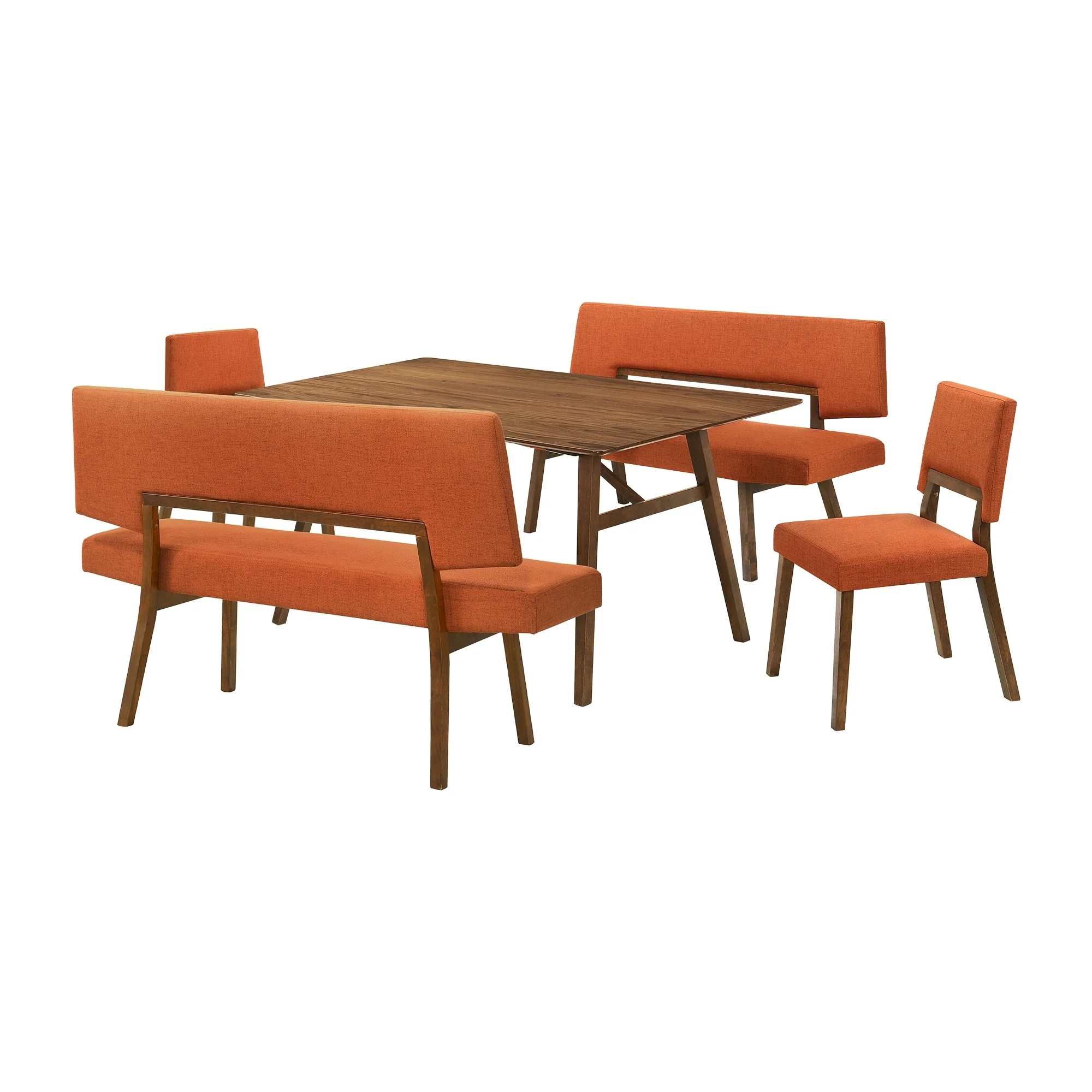 Channell 5 Piece Wood Dining Table Set with Benches