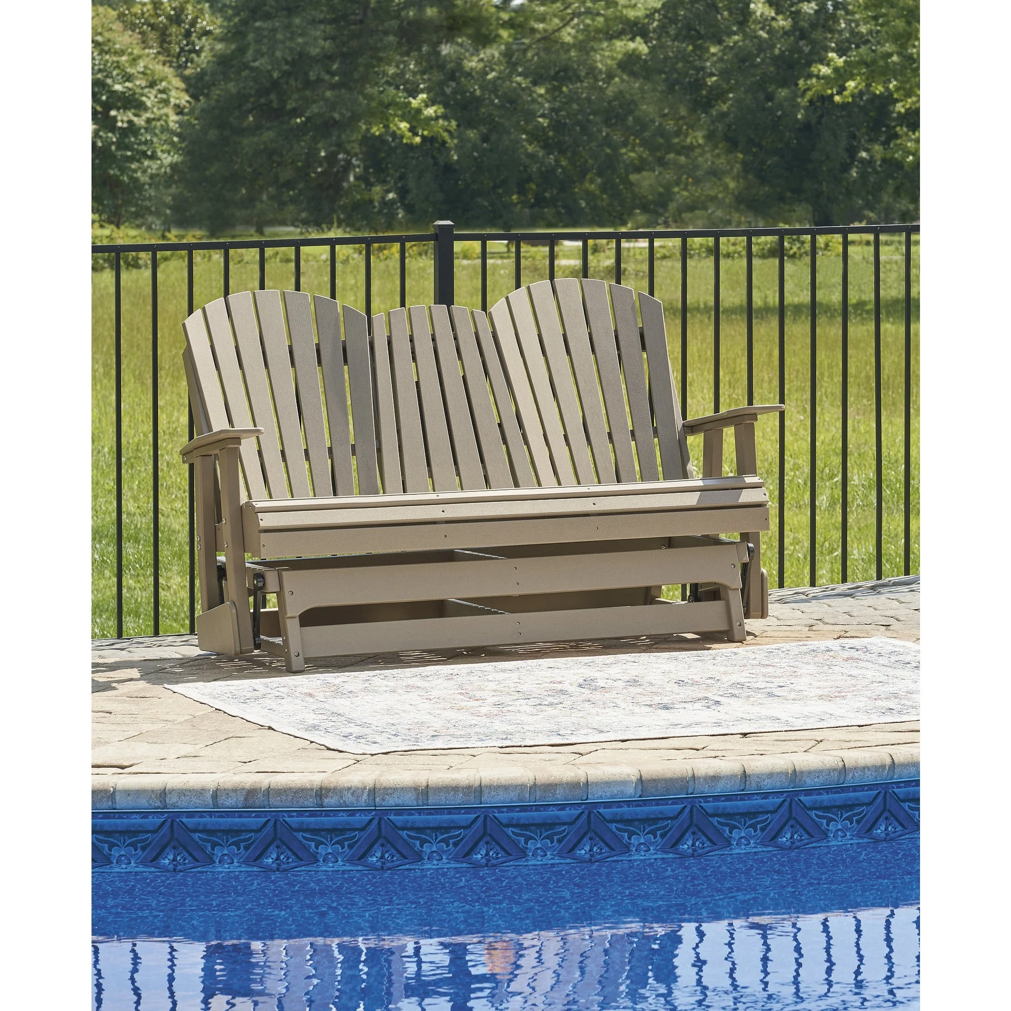 Signature Design by Ashley Hyland wave Outdoor Glider Loveseat - 67 W x 31.5 D x 41.75 H