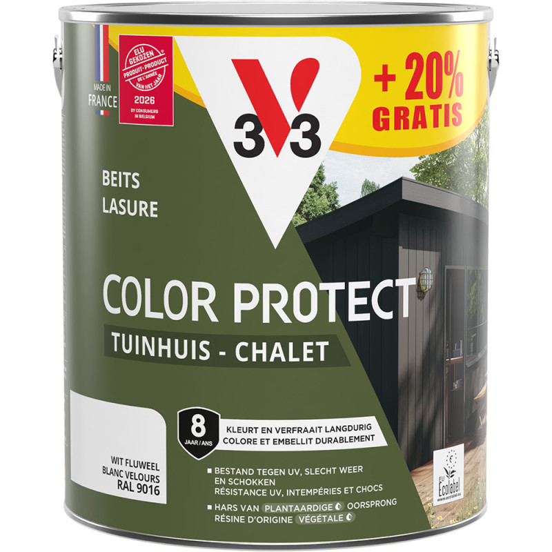 Lasure pour chalet Color Protect blanc 2,5 L   0,5 L gratuit V33