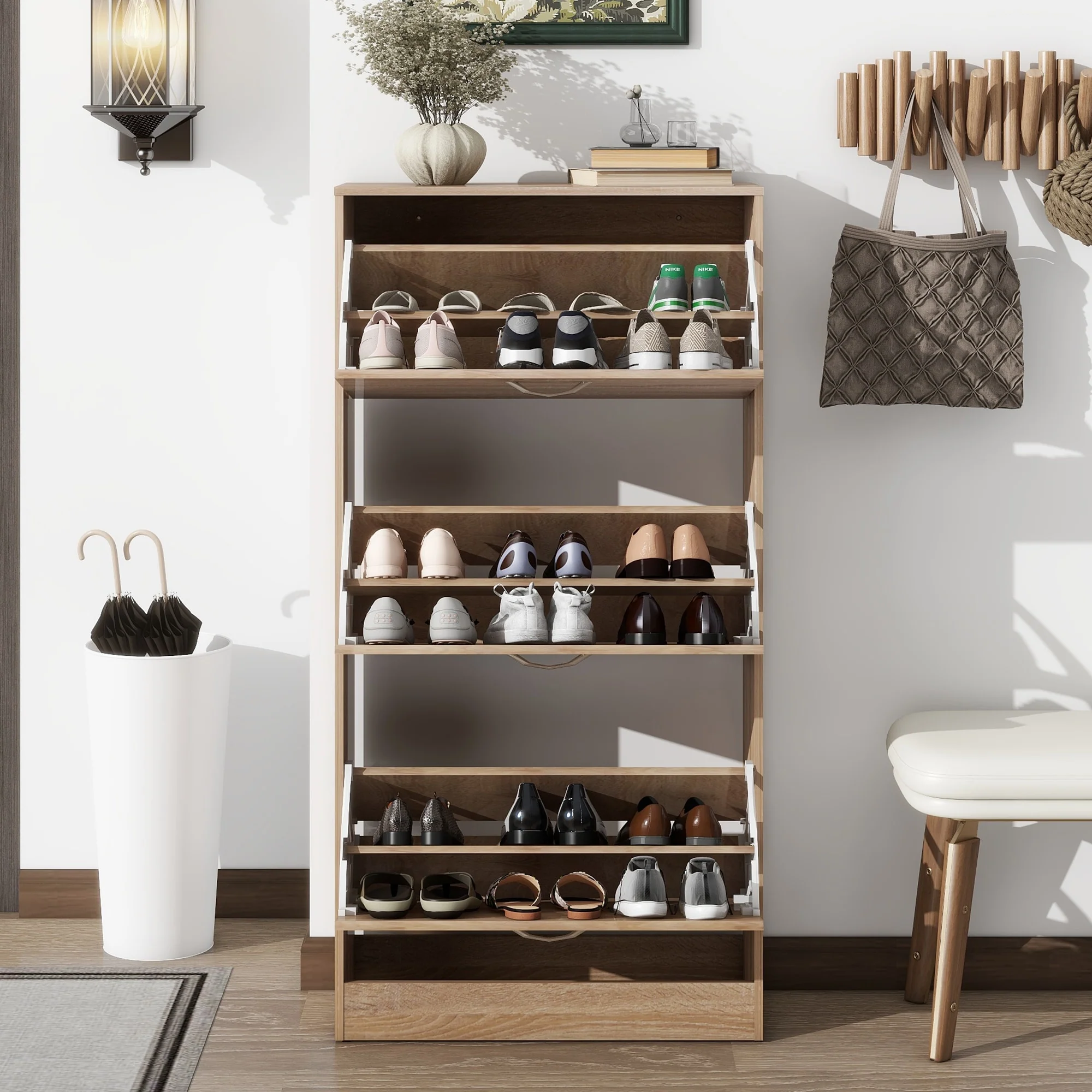 Wood Shoe Rack Storage Organizer
