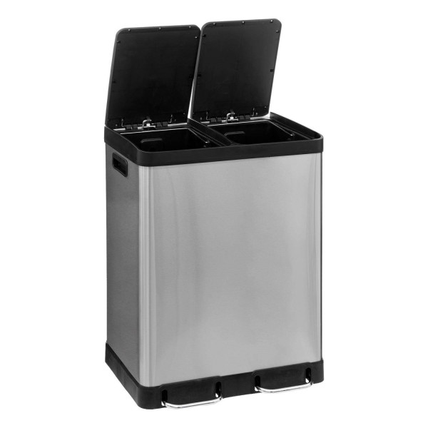 Kosz na śmieci dwukomorowy, stal nierdzewna, 2 x 30 l