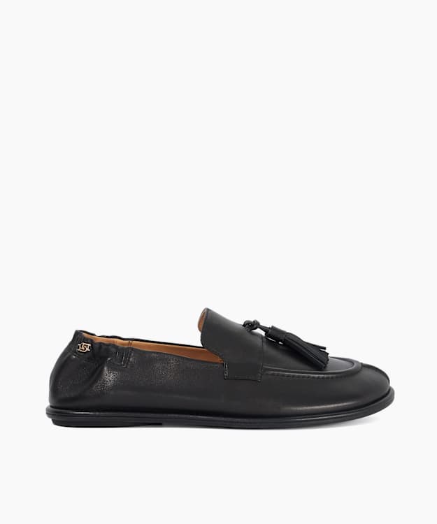 Grounding Black - Suede Round Toe Tassel Loafers