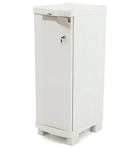 Meuble de rangement 1 porte intérieur/extérieur coloris beige - Longueur 35 x Profondeur 45 x Hauteur 100 cm