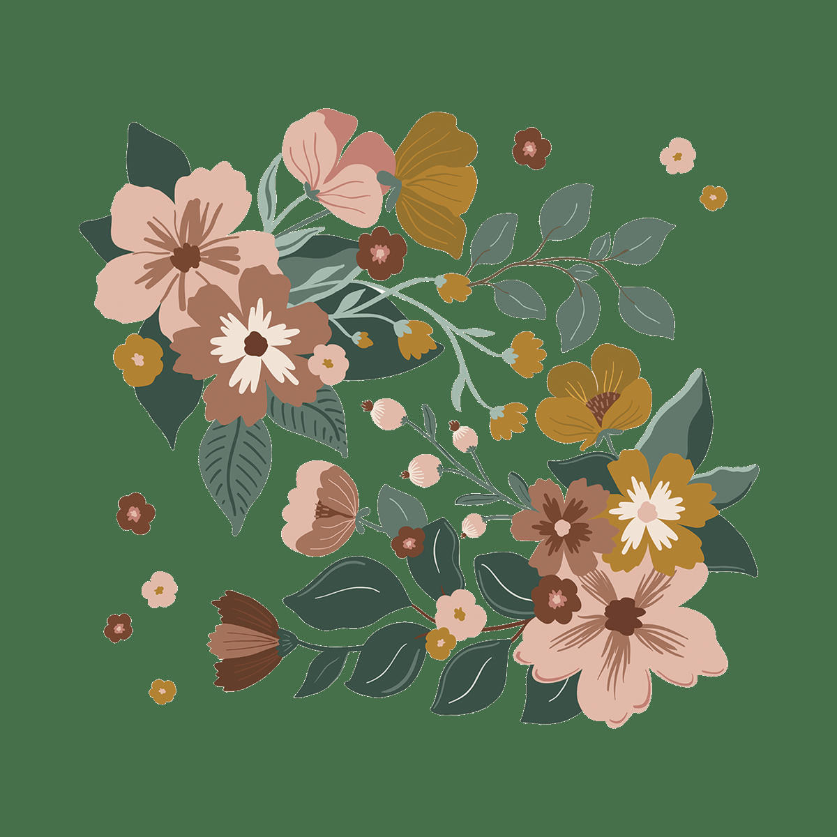 CAPUCINE - Grand sticker bouquets de fleurs en vinyle mat multicolore