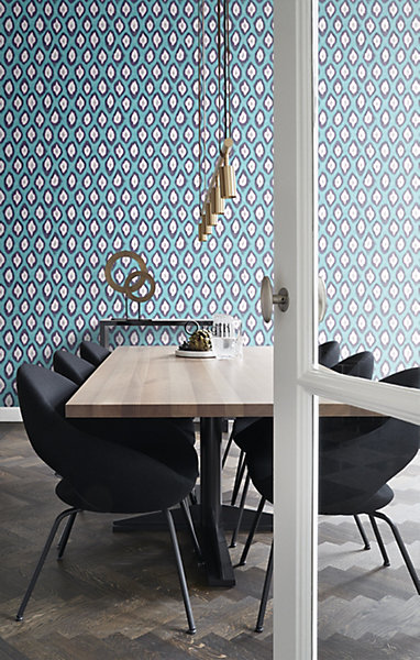 Origin Wallcoverings papier peint imitation d'ikat turquoise 53 cm x 10.05 m
