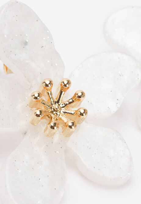 Womens White Pearl Flower Earrings