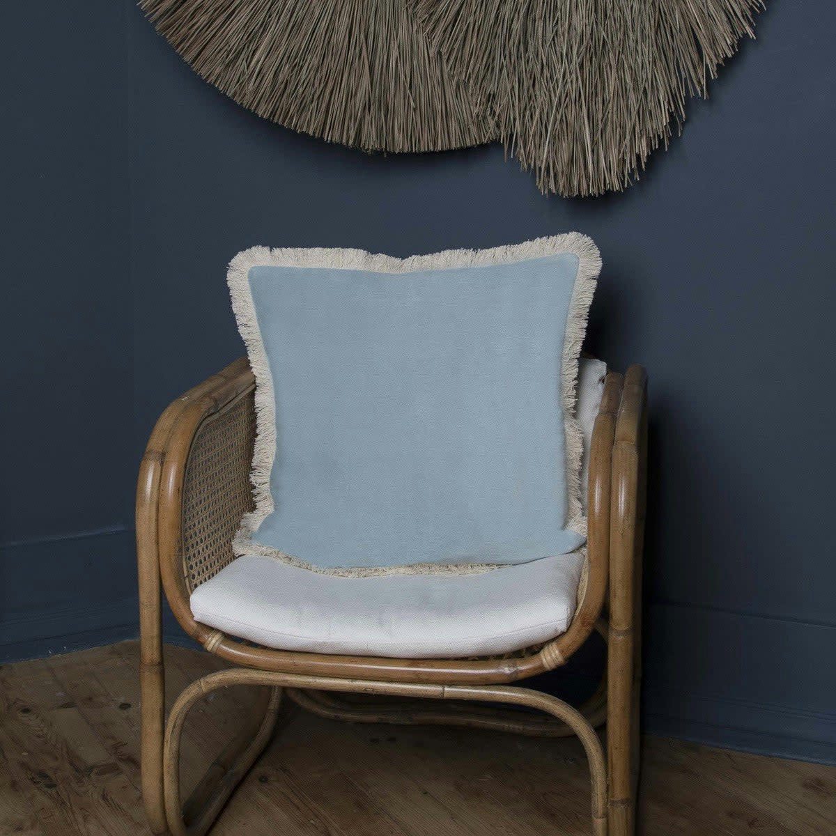 BUDAPEST - Housse de coussin velours de coton  50x50 vert céladon