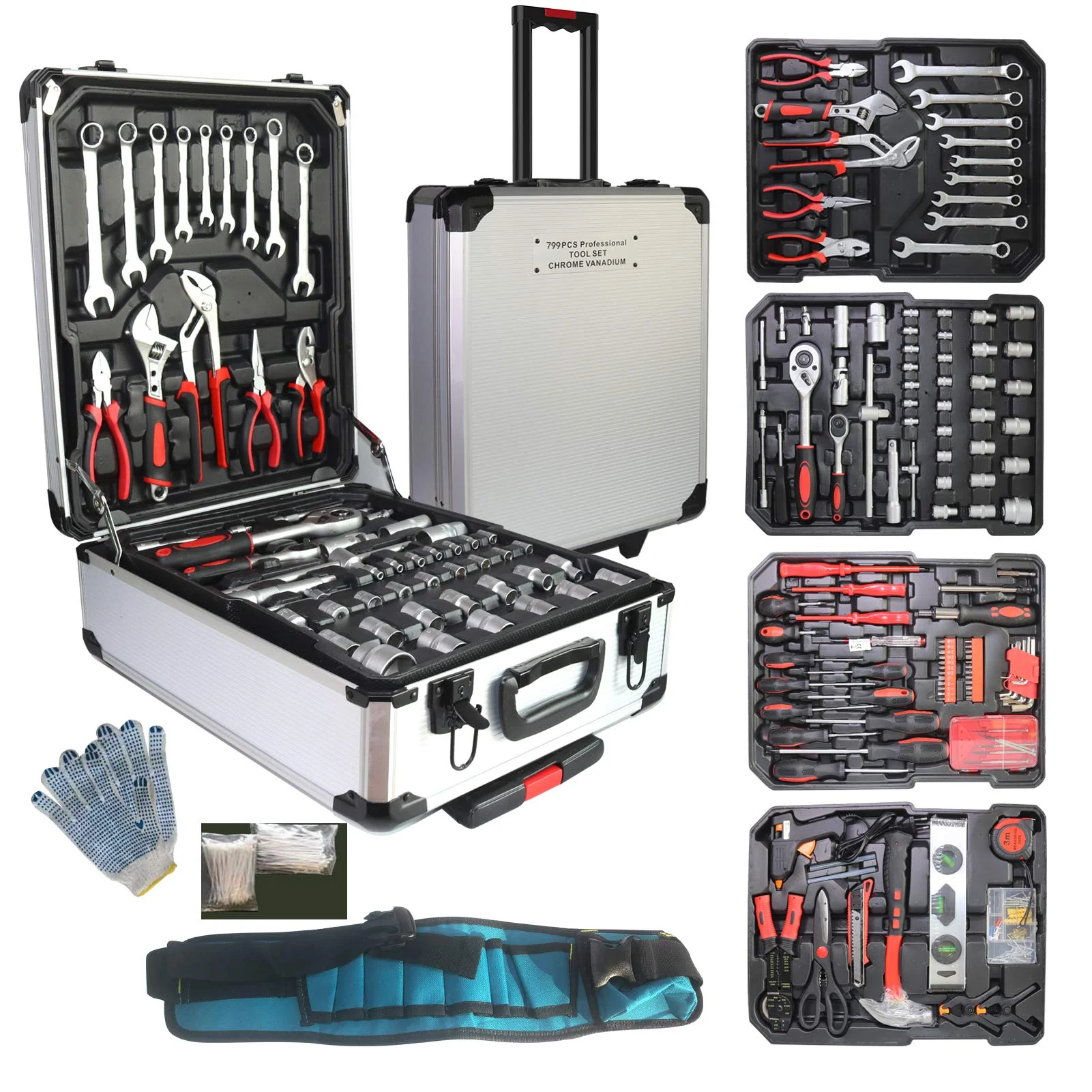 799pcs Aluminum Trolley Household Fathers(Silver)