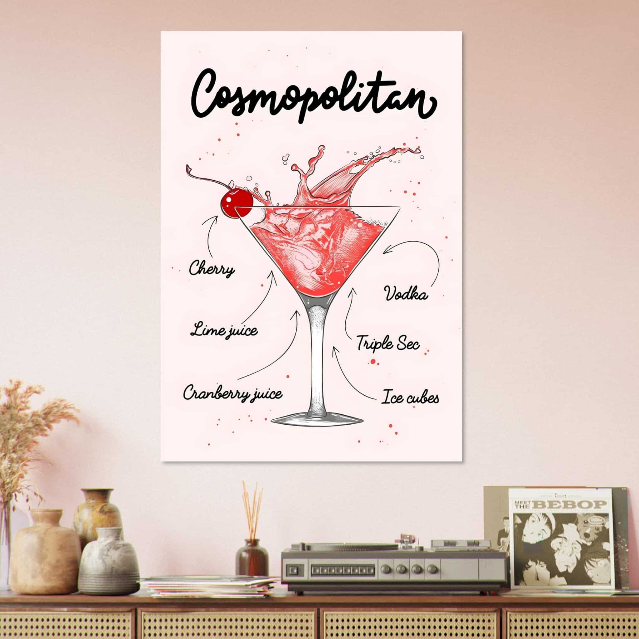 Artfulprints Cosmopolitan cocktail II – Illustratie  poster 70x100 cm