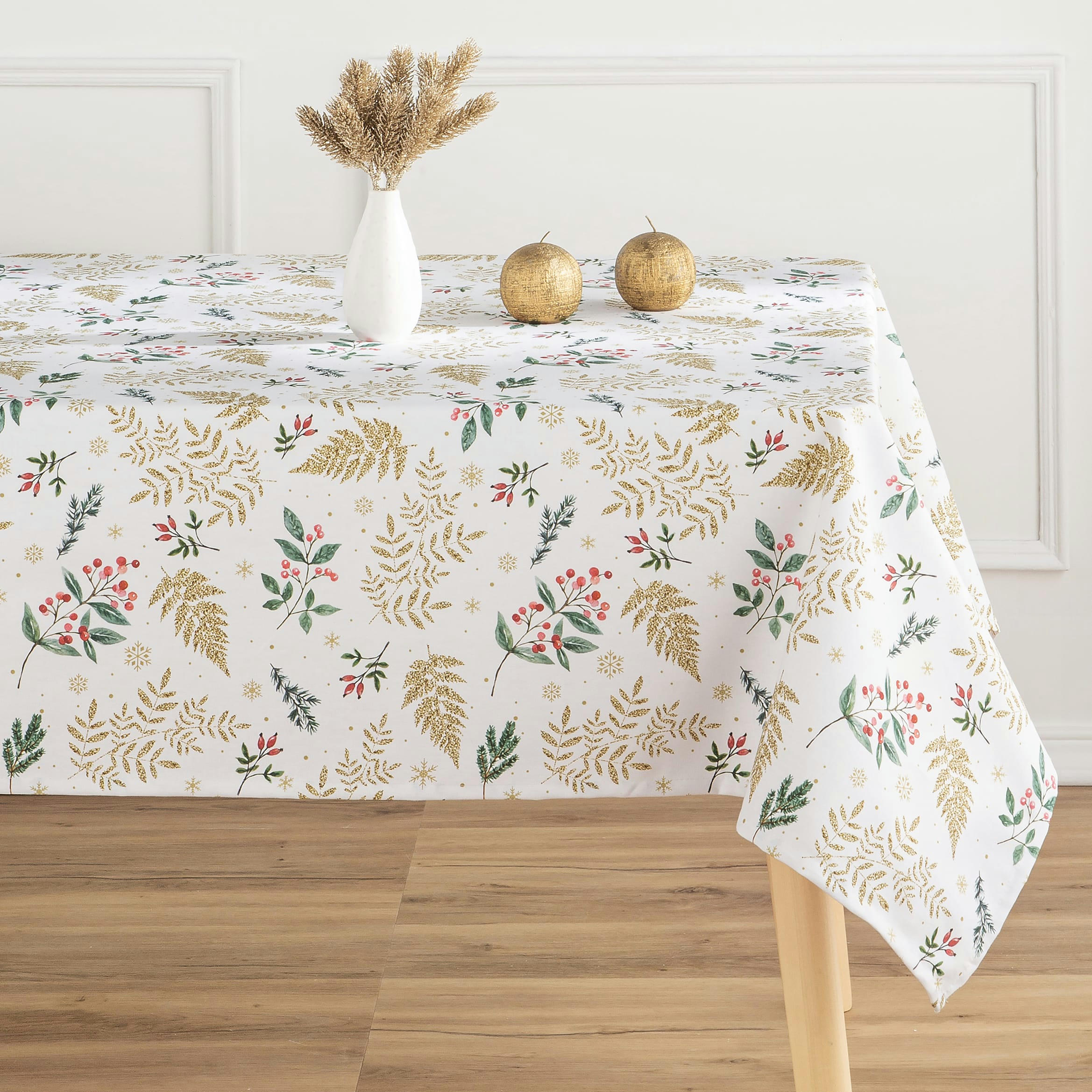 COLLECTION DE NOËL IMPRIMÉE - Nappe en coton antitâche dessin de nöel multicolore 140x140 cm