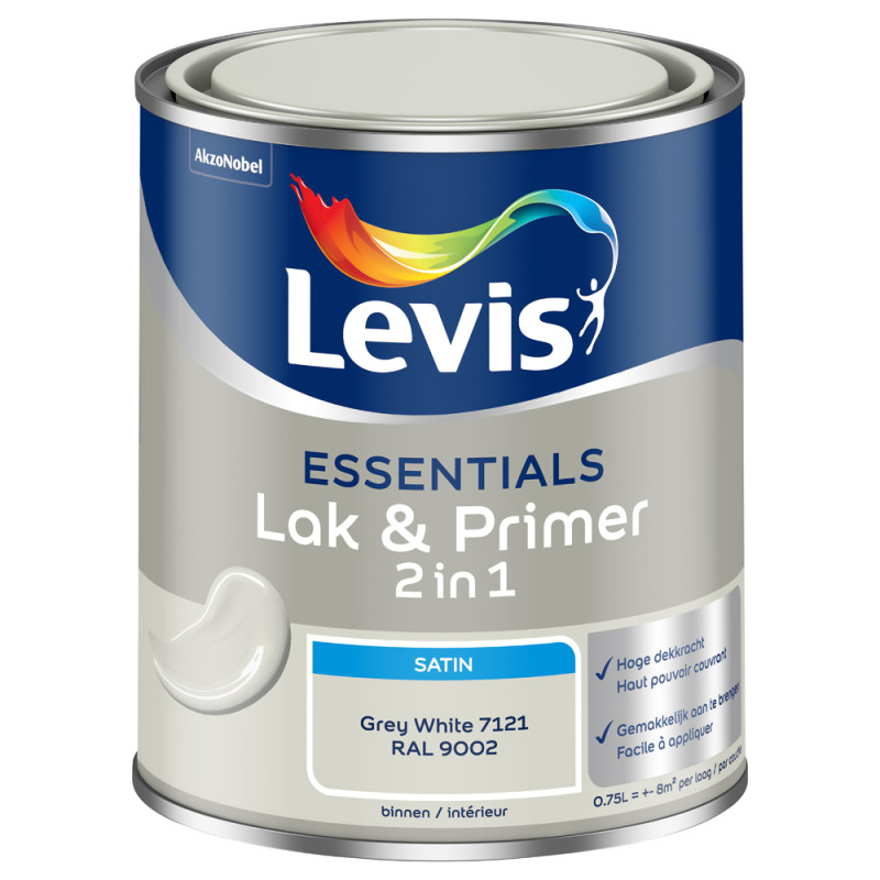 Laque & Primer 2-en-1 Essentials gris blanc 0,75 L LEVIS