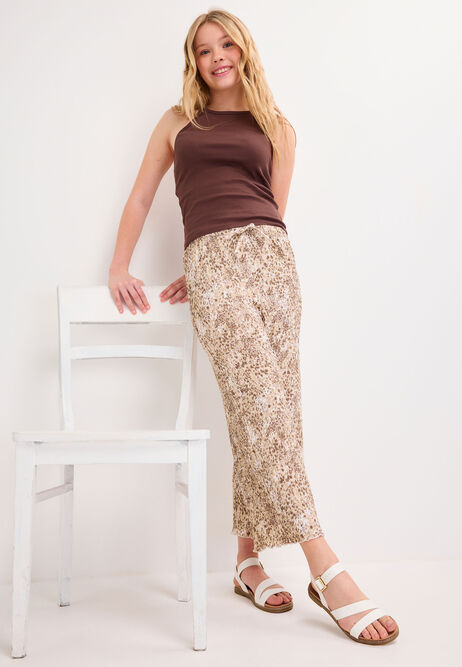 Older Girls Cream Animal Print Culotte Trousers