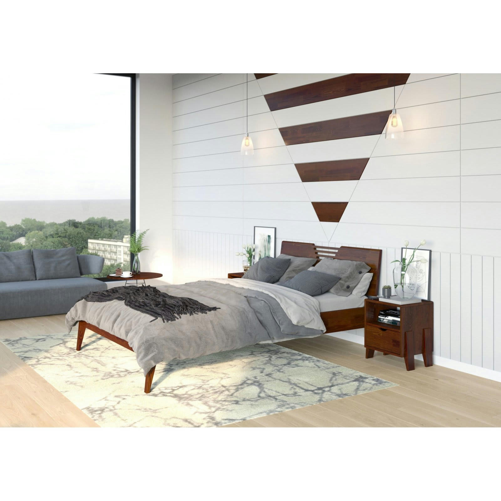 VISBY - Lit visby wolomin pin Bois Bois foncé