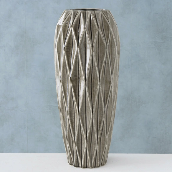 Vase, grau, Steingut