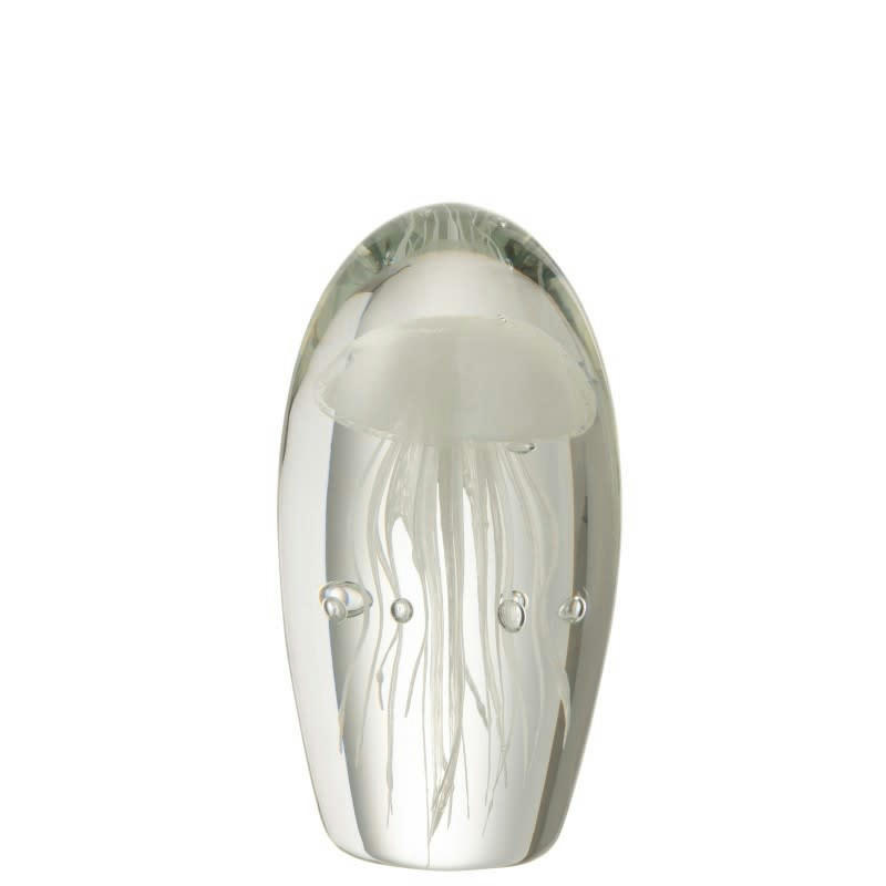 - Presse-papiers en verre blanc 8.5x8.5x16 cm