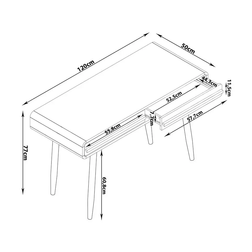 Chantal - Bureau met 2 lades in zwart en naturel spaanplaat