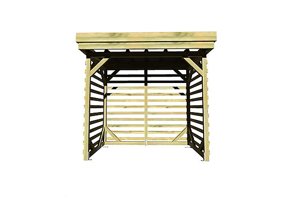 ABRI Bûches en Bois - 2,8m2 - 2,15x1,31m - Pin Sylvestre traité Autoclave - Surface Int : 1,8m2 / 3 stères