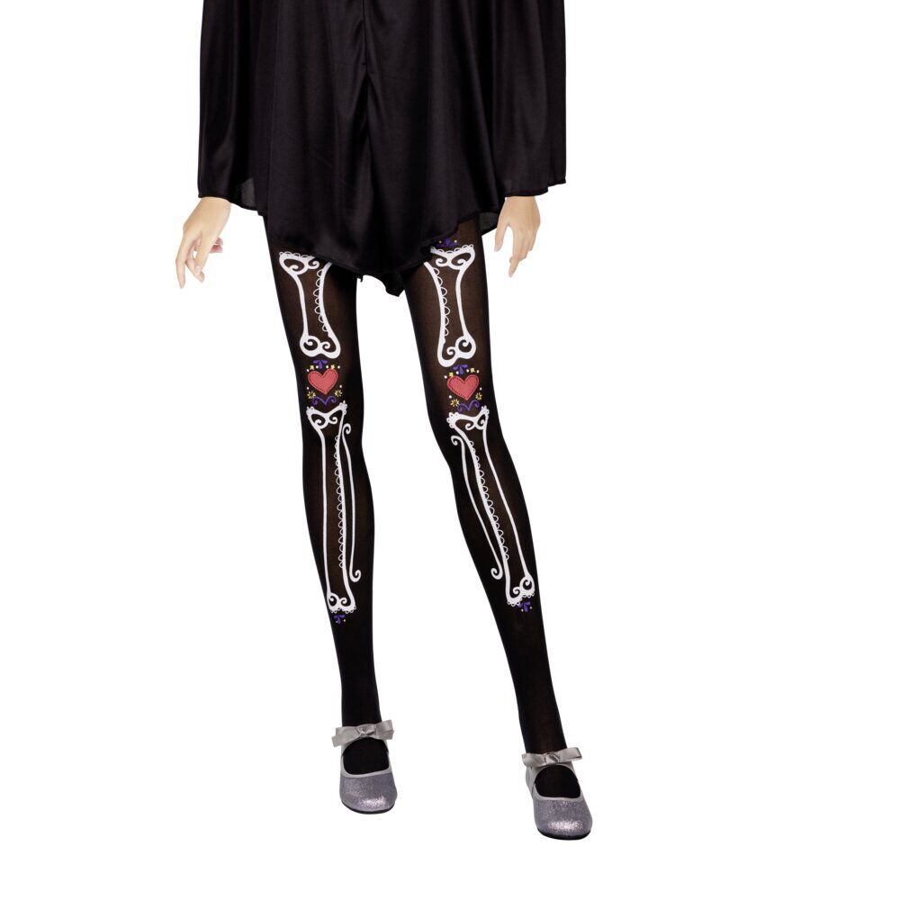 Collant squelette adulte jour des mort noir et blanc Taille unique