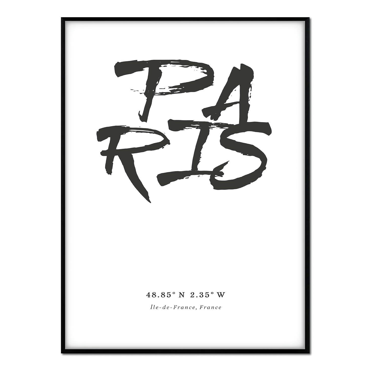 CIUDADES - Affiche avec cadre noir - Paris - 30x40