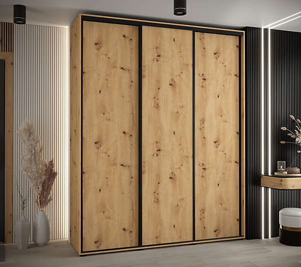 Armoire Cannes 1 à Portes Coulissantes 205,2/200/45 3 Portes (artisan,artisan.noir)