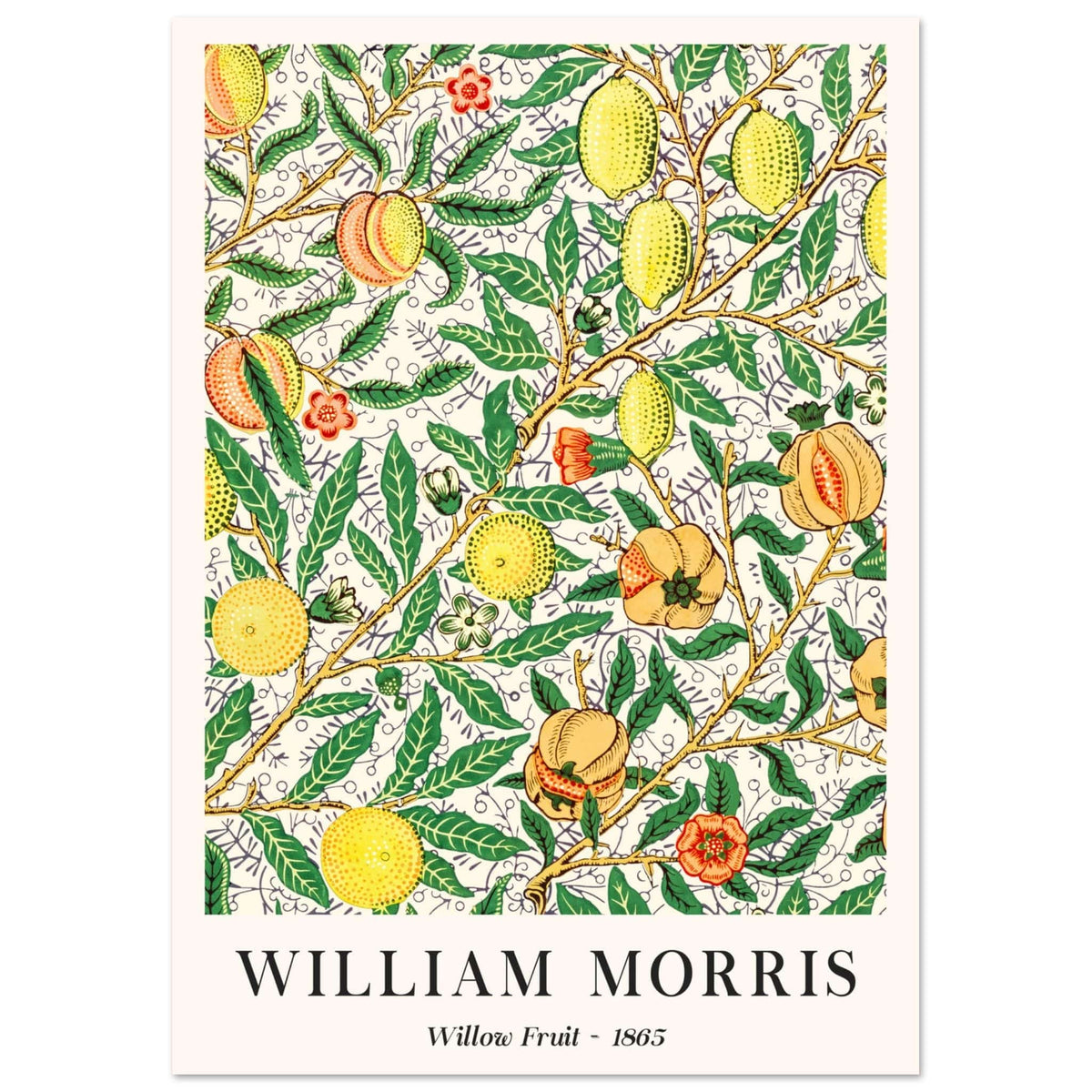 Artfulprints Poster William Morris - Willow fruit  - A4 21x29.7 cm - Groen
