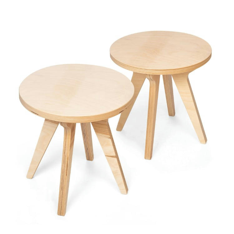 - Lot de 2 tabourets en bois de bouleau
