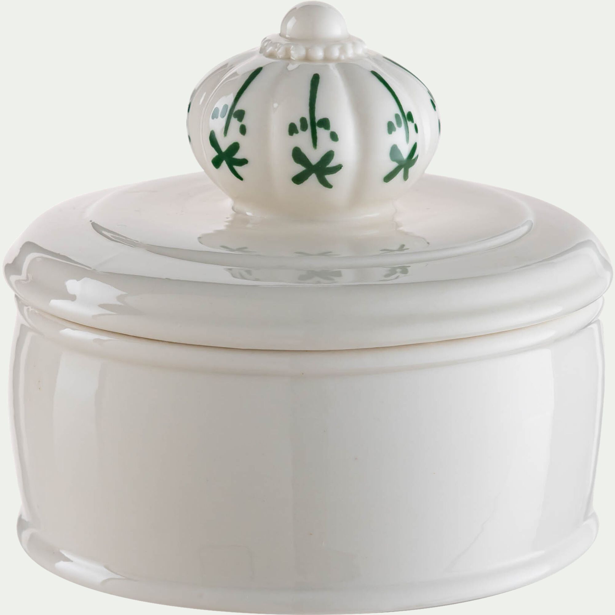 OLMEDO - Boite déco en grès D10xH9,8cm - blanc