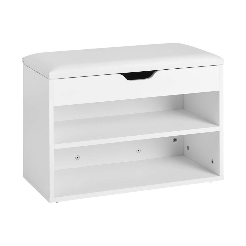 SoBuy Ławka na buty Biały 60x30x44cm Funkcjonalny FSR25-W