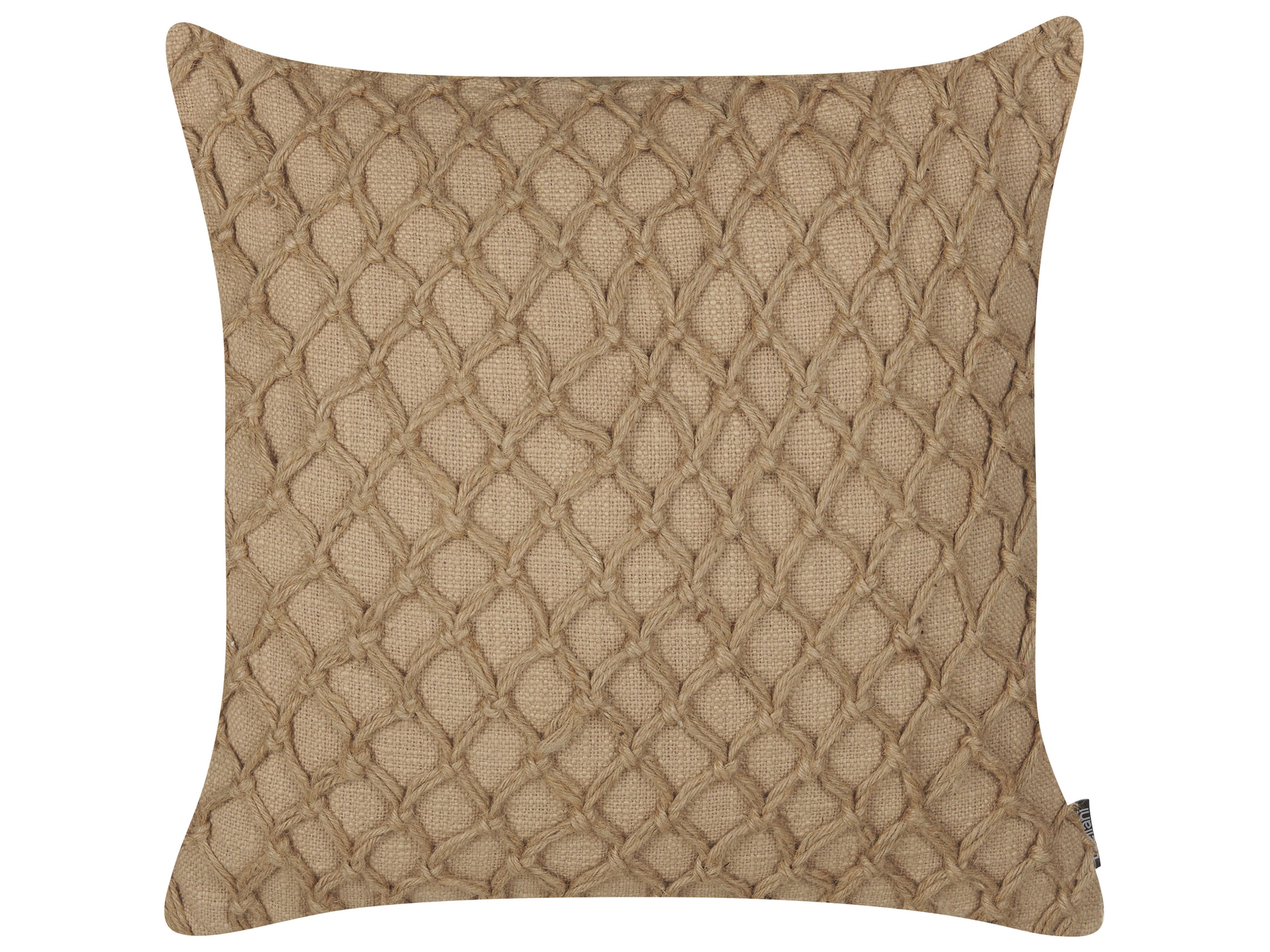 Throw Cushion COLLOMIA Boucle 45 x 45 cm Beige Geometric Pattern