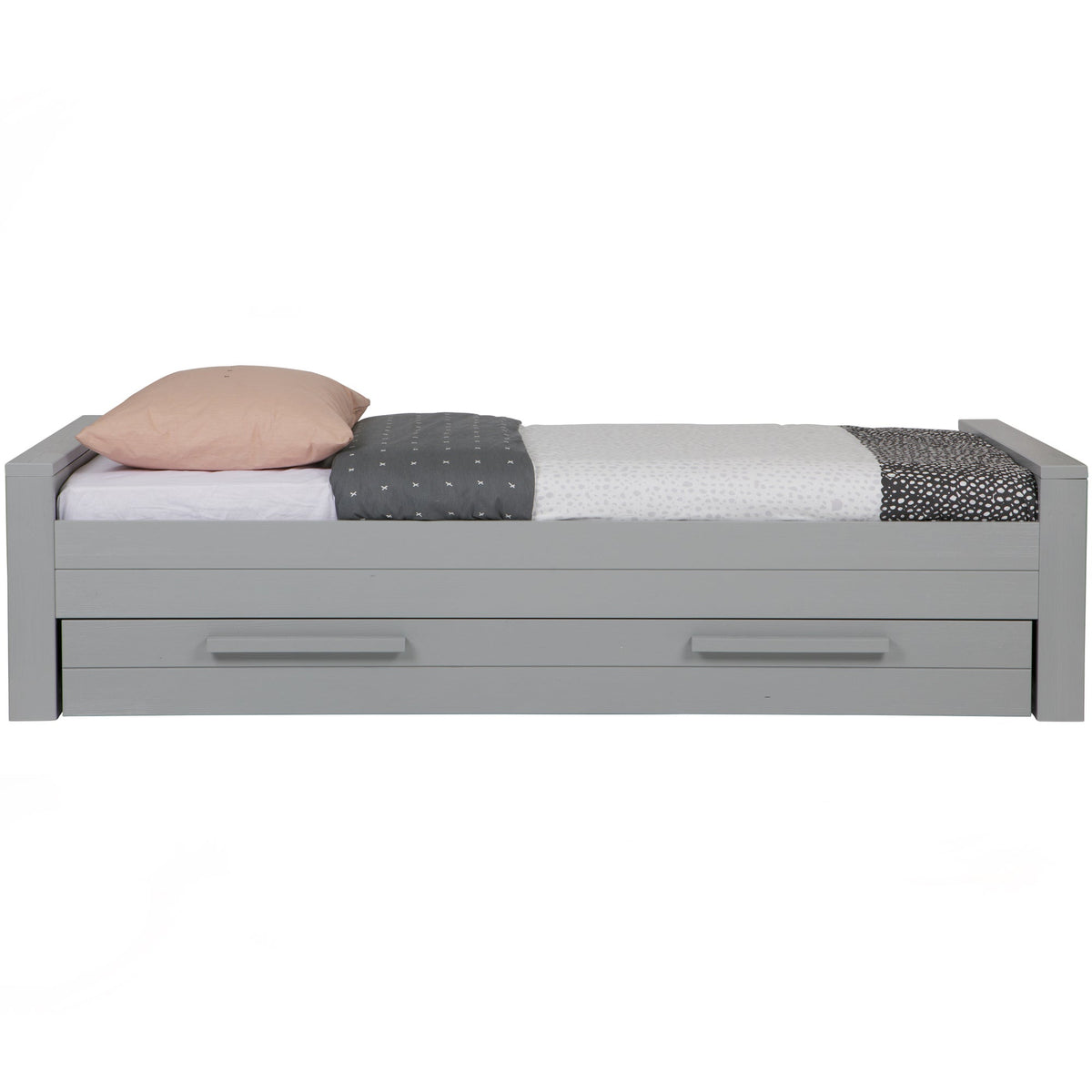 WOOOD bed incl. bedlade/lattenrol Dennis - Betongrijs - 53x219x95
