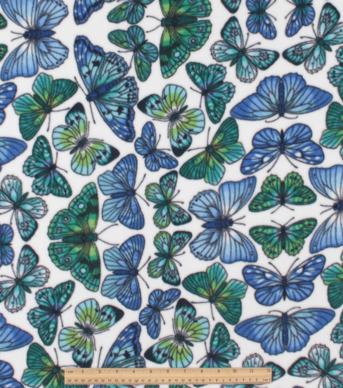 Butterfly on White Anti Pill Plush Fleece Fabric