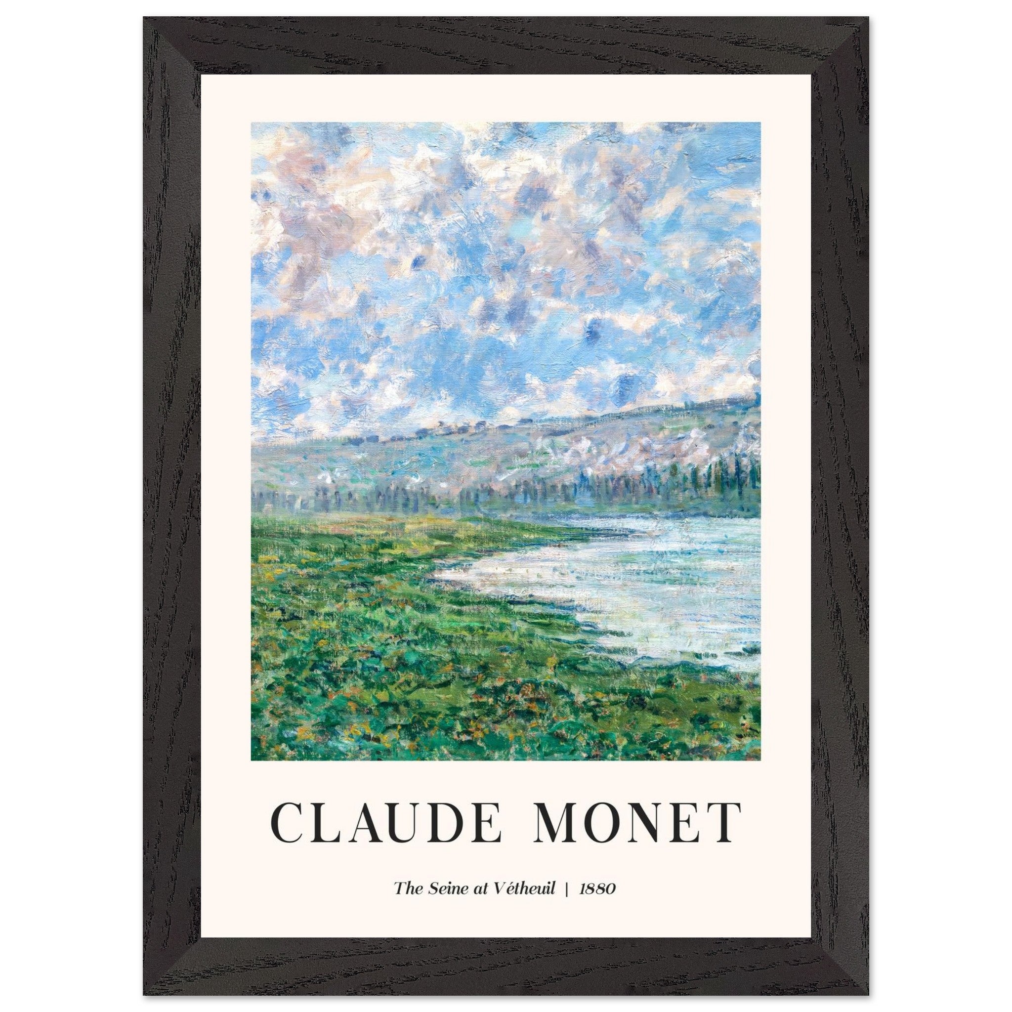 Artfulprints Poster met Lijst Claude Monet - The Seine at Vétheuil  - A4 21x29.7 cm - Blauw