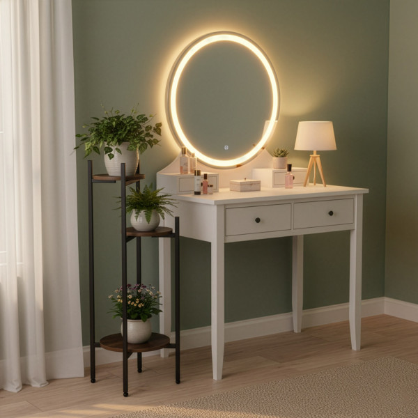 Stojak na kwiaty 81 cm kwietnik metalowy z 3 półkami loft do salonu