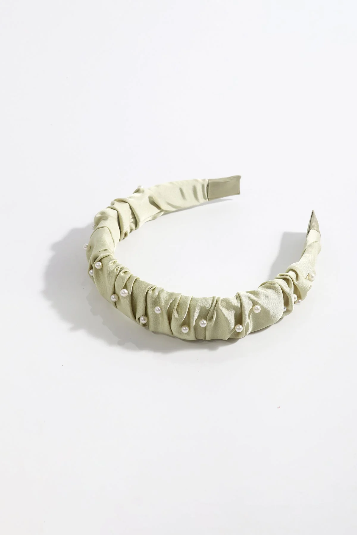 Lime Green Ruched Pearl Hairband