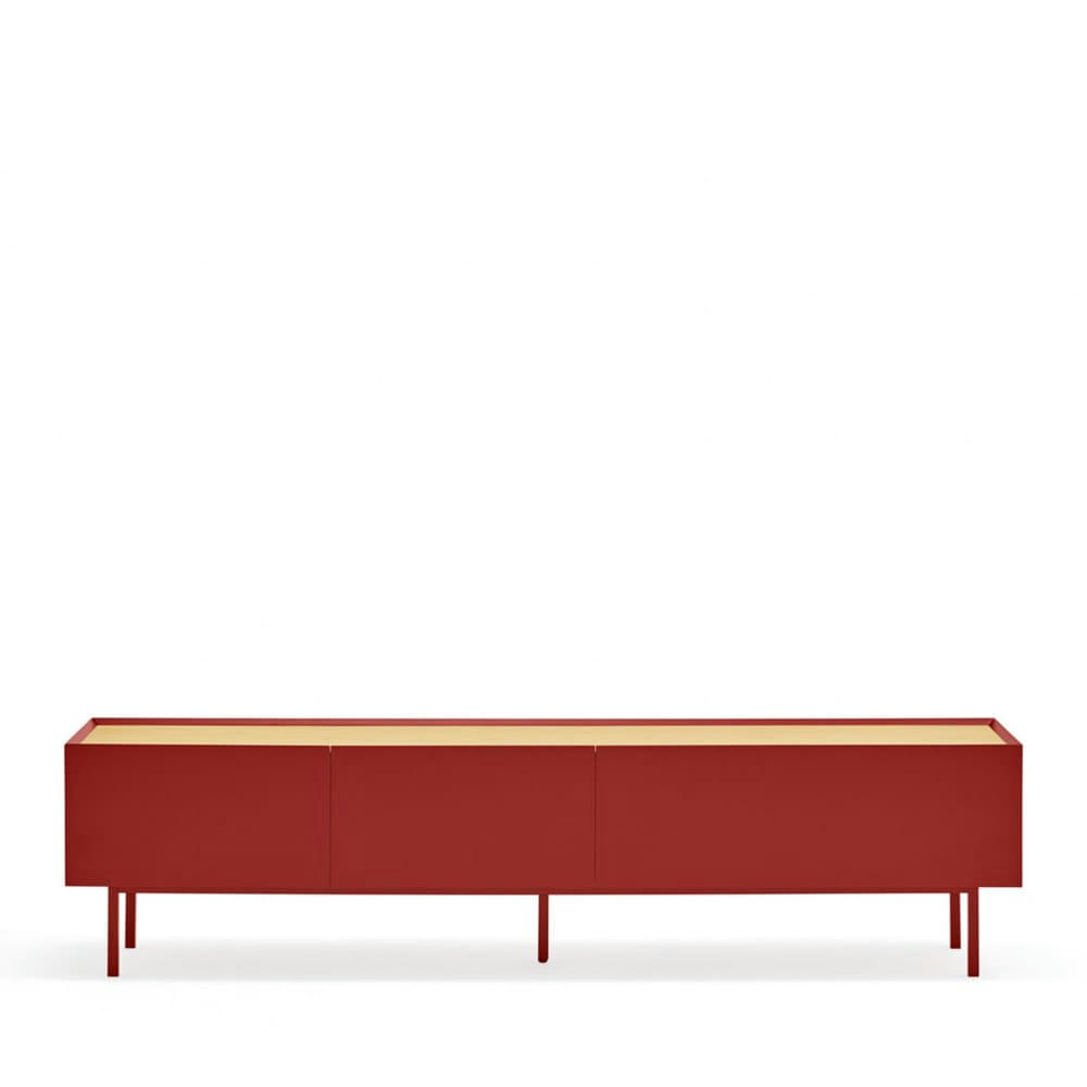 ARISTA - Meuble TV en bois 1 porte 2 tiroirs L180cm rouge
