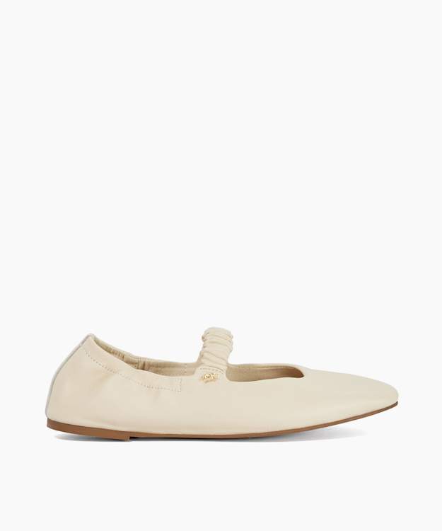 Hazy Ecru - Ruched Detail Mary Janes