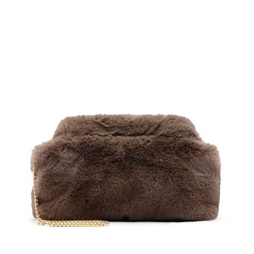 Manfield Grijze clutch van faux fur